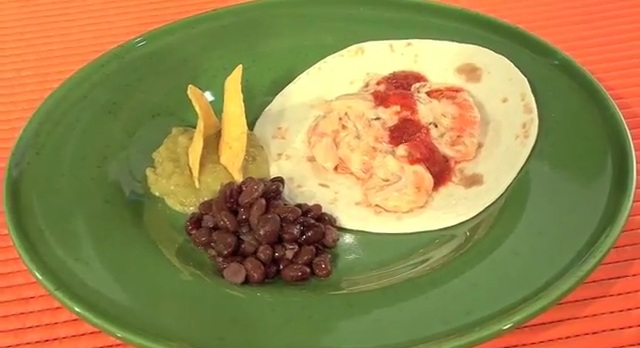 Tacos de langostinos.